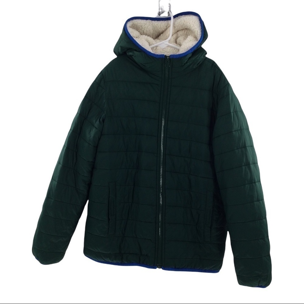 Land's End Kids‎ Green Fleece Lined Puff Jacket